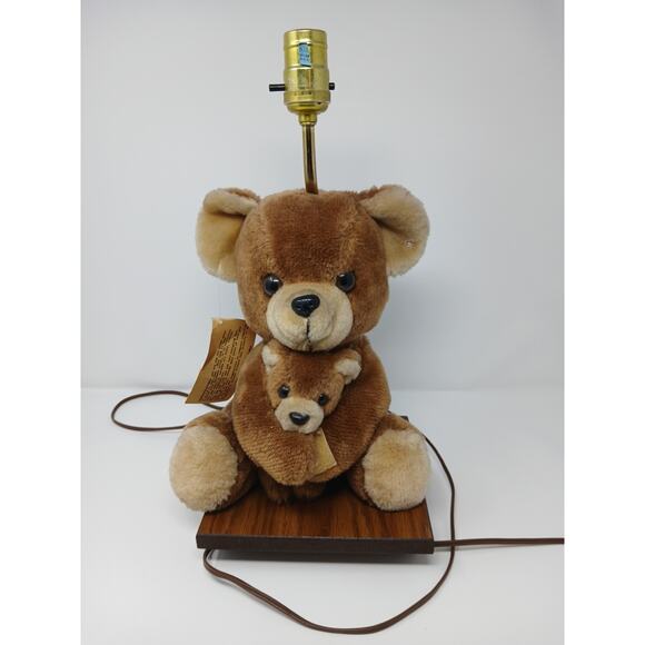 vintage 80’s ADI Brown Teddy Bear Nursery Table Lamp Plush Musical Animal - Picture 12 of 16